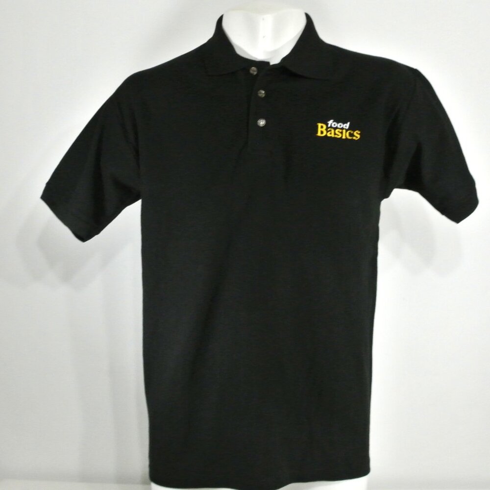 FOOD BASICS Employee Uniform Polo Shirt Black NEW Size S Small